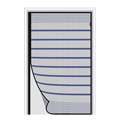 MAGZO Mosquitera Puerta Magnetica a Rayas Apertura Lateral,Grey (90 * 210cm) Cover