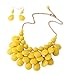 Qlavoca Teardrop Floating Statement Necklace Earrings Bubble Layer Chucky Rib Collar Necklace Resin Boho Wowmen Charm Fashion Jewerly Accessories Necklace Earring Set (Yellow)