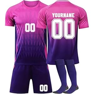 Generisch WM 2026 Fußball Trikot Personalisiert mit Eigenem Namen/Nummer für Herren/Kinder WM Fussball 2026 Set Inklusive Trikot, Shorts und Socken Football kostüm Rotblau