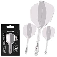 WINMAU Darts Fusion Integrated Flight & Shaft System - No.6 Shape & Design - Klare Farbe, Medium Länge