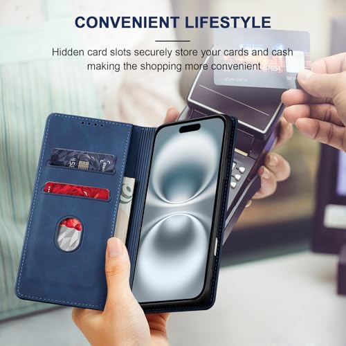 Image of Jasonyu Flip Wallet Case for iPhone 16,Blue