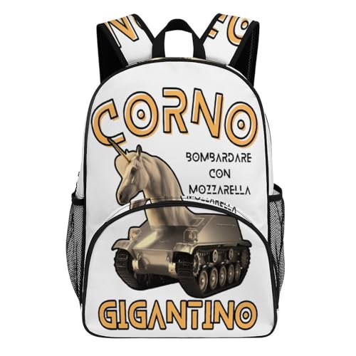 Corno-gigantino Merch Large Travel Backpack Italian-Brainrot Meme Waterproof Lightweight Daypack White 44x32x19cm