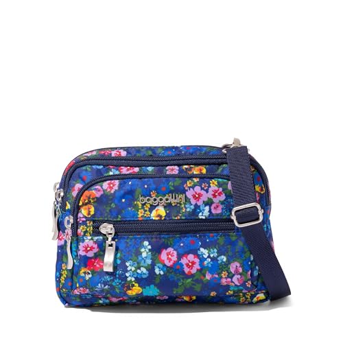 Image of Baggallini Triple Zip Small Crossbody Bag for Women - Lightweight Convertible Fanny Pack Belt Bag