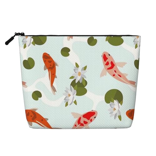 Bolsa de Maquillaje Carp, Gran Capacidad, para Mujer, Impermeable, de una Sola Capa, de cáñamo sintético, portátil, con Cremallera, Organizador de cosméticos.
