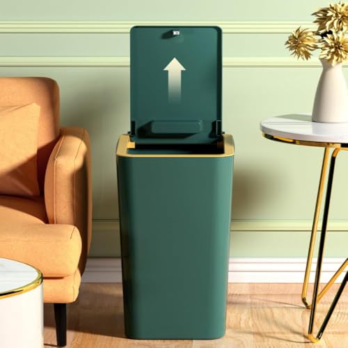 HIKENRI 9L Mülleimer Bad,Mülleimer Küche,Schmaler Mülleimer Mit Deckel Mülleimer Geruchsdicht Pop-Up Deckel PP Material für Bad,Küchen,Büro,Wohnzimmer,Schlafzimmer,WC Mülleimer (Weiß)