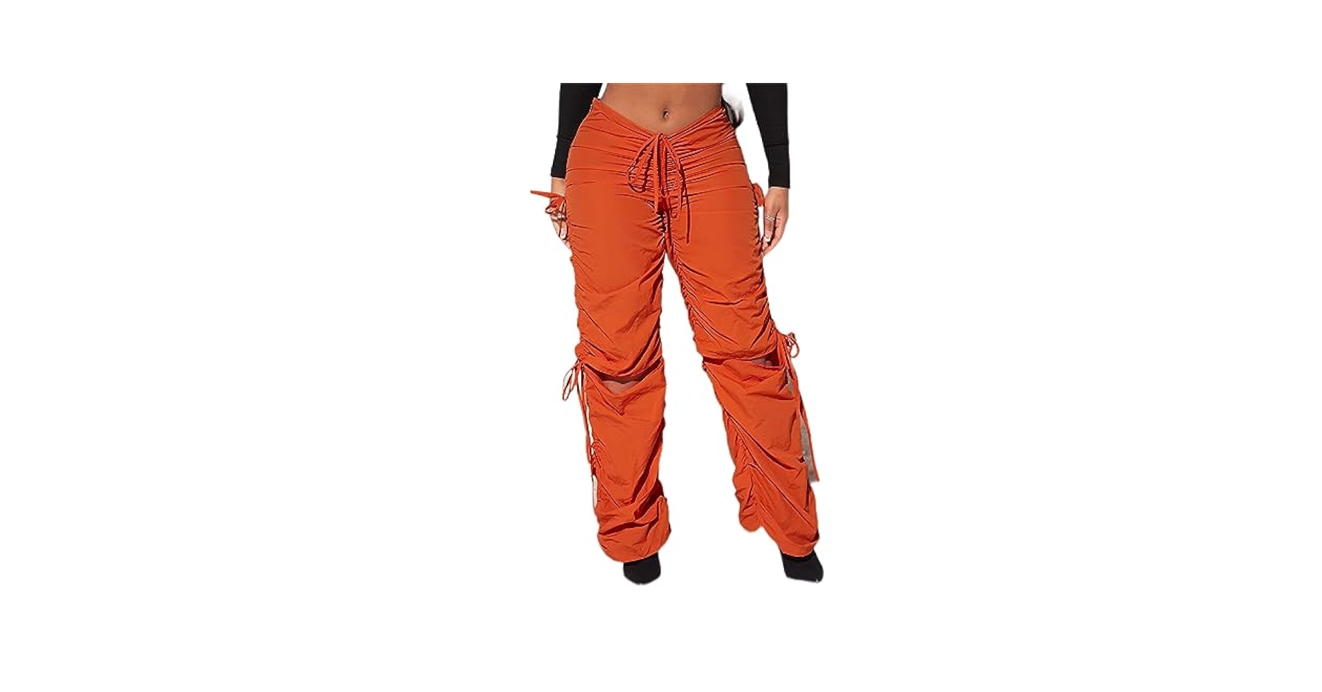未使用品　ハチヤーズ　CBBOA Parachute Pants サイズM Women's Pants Drawstring Waist Cutout Ruched Parachute Pants
