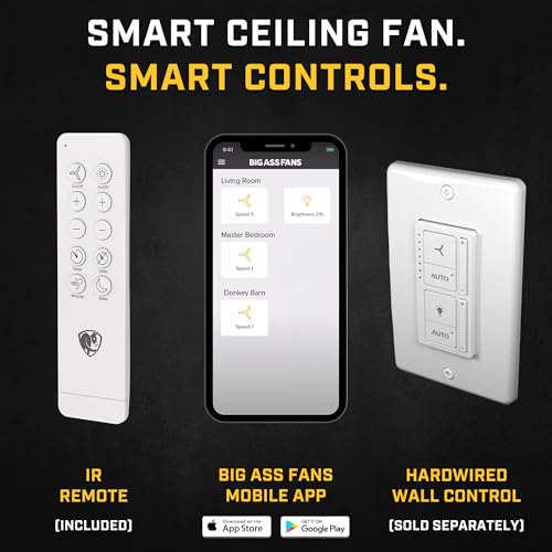 Image of Big Ass Fans Haiku Coastal 52 inch Smart Outdoor Ceiling Fan with Remote for Indoor & Covered Patio, Coastal-Rated, Corrosion-Resistant, Matte White