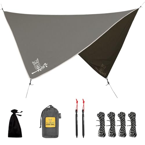 Hammock Tarp - Rain Tarp for Camping Hammock Tent 11 x 9 ft-Camping Gear Must Haves w/Easy Set Up Including Tent Stakes and Carry Bag