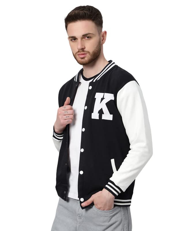 Image of BE SAVAGE Men's Cotton Blend Standard Length Varsity Jacket