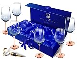 Oceanic Kitchen Wine Glasses Set of 6 – Stemmed Wine Glasses for Red and White Wine – Modern Wine Gl