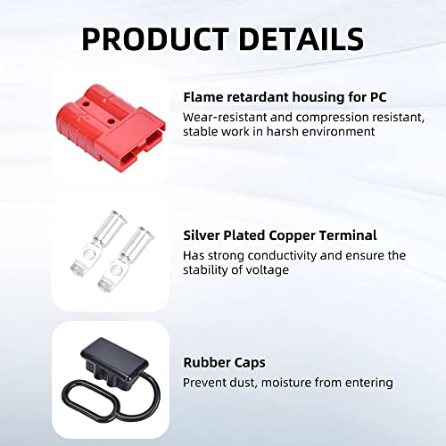 Cnaodun 8 Pcs 6-10 Gauge Anderson Connector Plug 50A 12-36V Battery Quick Connector Red Battery Quick Disconnect Wire Harness Plug Kit For Winch Car Auto Trailer Driver Electrical Devices… #TOP3