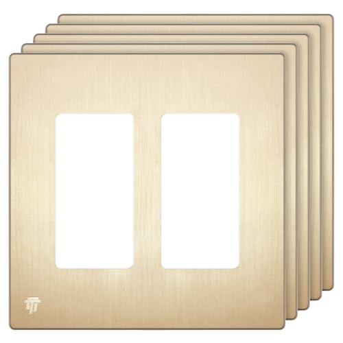 ENERLITES 2-Gang Brushed Gold Screwless Decorator Wall Plate Outlet Cover