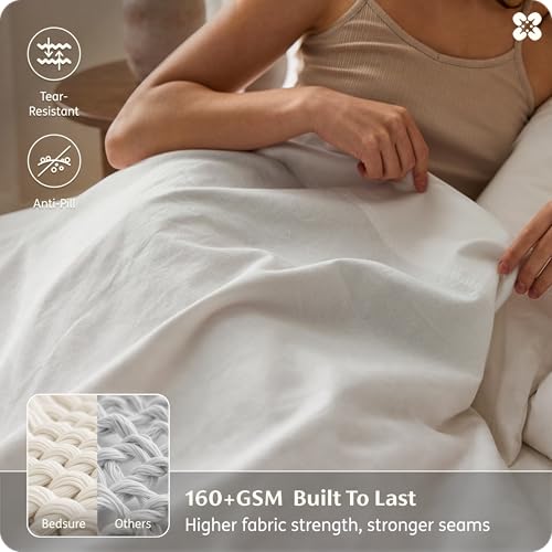 Image of Bedsure PureWoven Linen Sheets Queen Size, Cotton Linen Blend Sheets, 4PCS