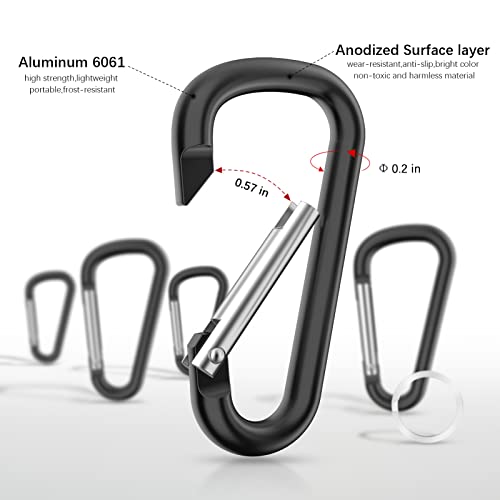 sprookber 2.28\" Small Carabiner Clip Keychain, D Ring Caribeaner Clip, Key Clip Caribeener, Keychain Clip Snap Hook for Belt Buckle, Multipurpose, Set of 20 Pack - Thumbnail 3