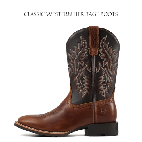 Image of SUREWAY Cowboy Boots For Men - Mens Square Toe Western Boot,Oil /Slip Resistant,Durable Fashionable Classic Pull on 10 Inch Boots Mid Calf Wellington Boots