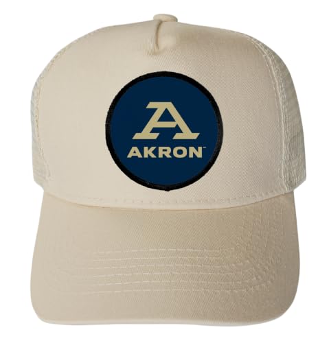 R and R Imports Akron Zips Cream Trucker Hat with Round Cloth Patch