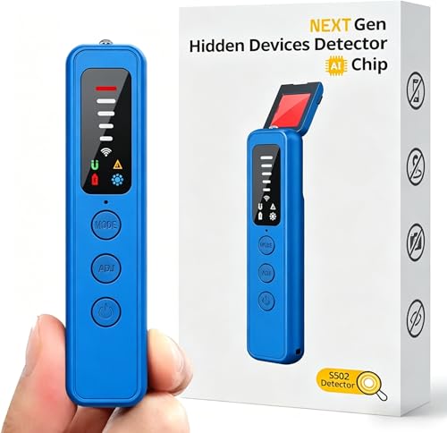 AI Hidden Camera Detector, Spy Camera Detectors – for Hotels, Travel, Home & Office: Portable RF Signal Scanner with 5-Level Sensitivity, AI-Powered Anti-Spy Device, GPS Tracker & Bug Detector