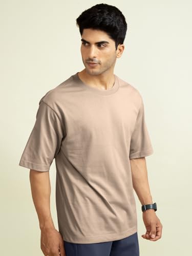 Image of DAMENSCH Statement Solid Oversized T Shirt for Men, Heavyweight, Anti-Pilling, Stylish, Relaxed Fit T Shirt for Men Cotton