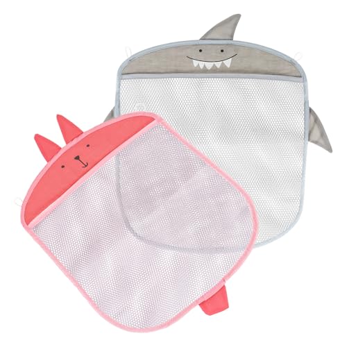 Veemoon Bolsa de Almacenamiento para Juguetes de Baño 2 Unidades, Colgante con Ventosa, Malla Transpirable, Organizador de Pared, Diseño Hueco y Resistente, Ahorro de Espacio