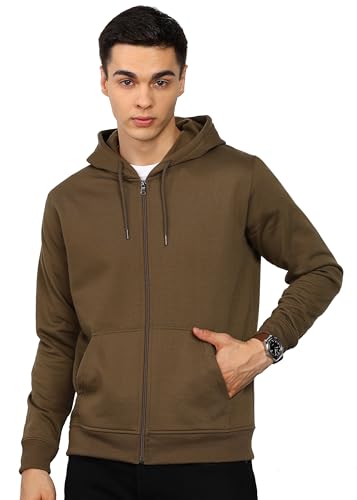 Alan Jones Clothing Men’s Solid Zipper Hooded Sweatshirt | Ribbed...