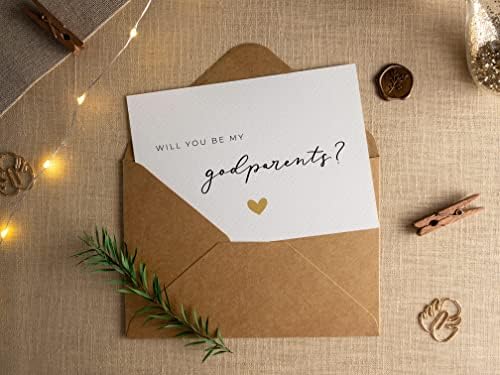 JoliCoon Will you be my godparents card with natural envelope and wax seal - Godparent proposal