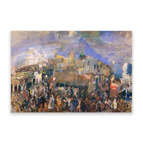 Tableau Kokoschka Marché à Tunis impression sur toile 40x60 cm pour salon