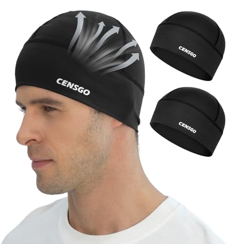 CENSGO Cooling Skull Cap Cycling Hat for Men Women Motorcycle Hard Bike Hat Helmet Liner(Black+Black)