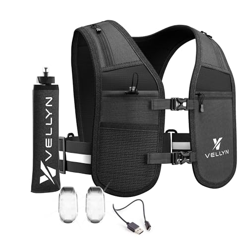 Gilet de course réfléchissant ajustable à haute visibilité avec LED et gourde