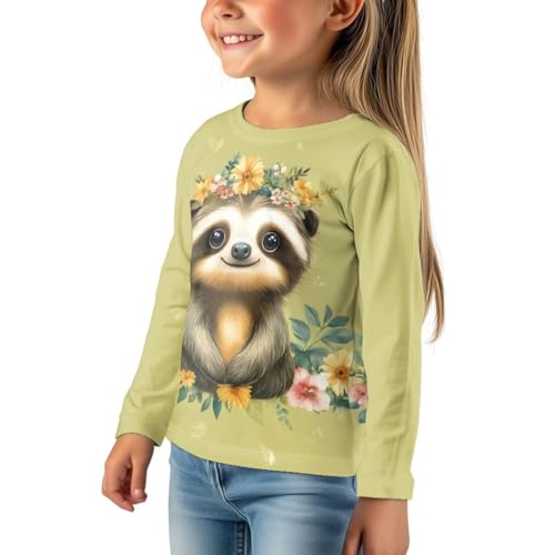 Girls Cartoon Print Long Sleeve Graphic Tee Casual Crew Neck T-Shirts for 3-16 Years Little Girls