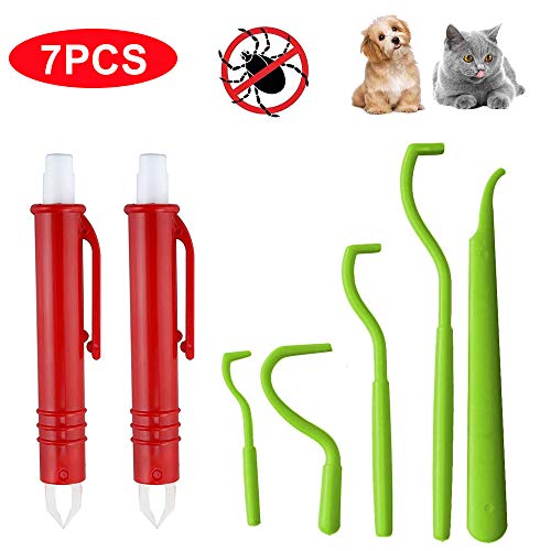 EasyULT 5 Unidades Pinzas para Garrapatas para Perros y Garrapatas + 2 Unidades Tick Tweezer Horse Pet Tick Remover Tweezer- Verde