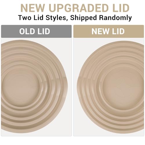 Image of WEPSEN Mixing Bowls Set, 25PCS Khaki Mixing Bowls With Lids Set Stainless Steel Kitchen Large Nesting Metal Bowl 7QT to 1.5QT, Measuring Cups and Spoons for Prepping Cooking Serving