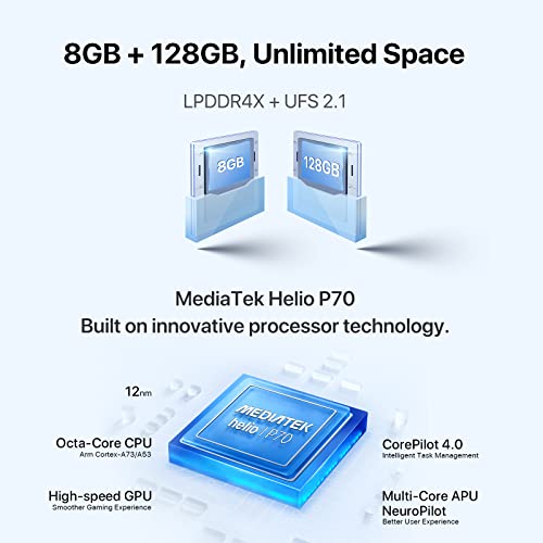 Image of UMIDIGI Cell Phone, F3 8GB+128GB Smartphone Unlocked, 48MP AI Triple Camera, 6.7inch HD Full Screen, 5150mAh Battery,18W Fast Charging, Android 11 Phone Unlock, Type-C,4G Dual SIM, NFC