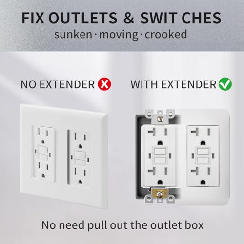 1/2” Double Gang Receptacle Outlet Box Extender,Gray Electric Boxes Extender for Outlets with Screws,Complies with Applicable Electrical Codes,3Pack