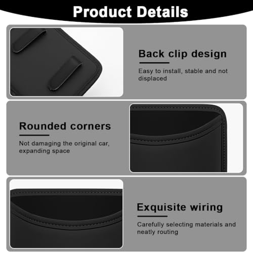 Image of STHIRA Car Organizer Pouch, Sleek PU Leather Trash Bin with Back Clips, Car Seat Side Pocket, Multi-Purpose Clamp On Storage Bin for Trash, Water Bottle, Accessories, and Gadgets, 20.5x16x7cm