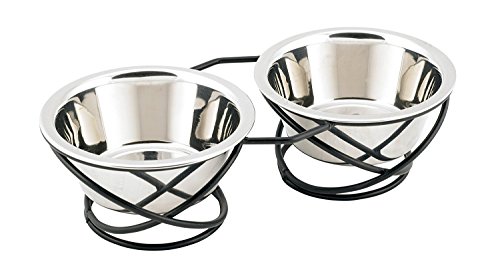 Buddy's Line Spring Style Double Diner Pet Bowl, Black Iron Base, 24 ounces