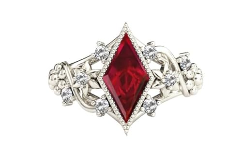 2 CT Vintage Ruby Halo Engagement Ring Kite Shaped Ruby