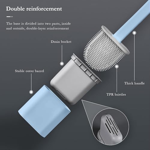 Image of Zapsol Silicone Toilet Cleaning Brush with Holder Stand, White