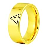 8mm Width Black Pipe 14th Degree Scottish Rite Masonic Rings,Tungsten Carbide Rings,Four Colors -Free Engraving Inside (Gold, 7)