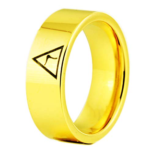 8mm Width Black Pipe 14th Degree Scottish Rite Masonic Rings,Tungsten Carbide Rings-Free Engraving Inside