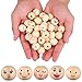COHEALI 100pcs Wooden Beads with Face: 20mm Round Smiling Face Wood Spacer Beads for DIY Bracelet Necklace Jewelry Making Hair Crafts, 5 Styles