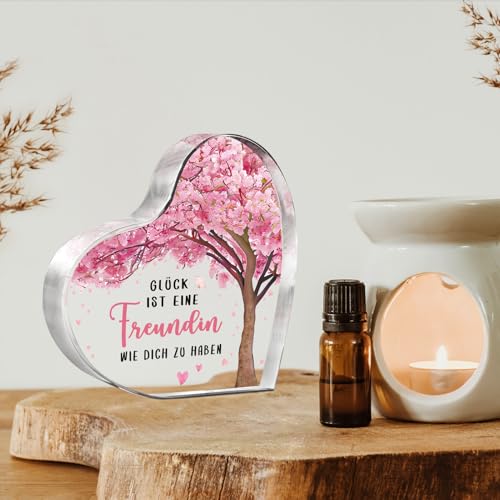 Gleevara Beste Freundin Geschenke, Herzförmige Acryl Heimdekoration, Geschenk für Beste Freundin zum Geburtstag Weihnachten Valentinstag, Freundschaftsgeschenke