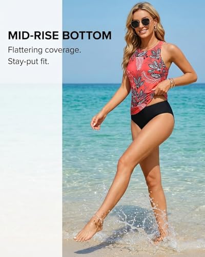 Image of Holipick Tankini Swimsuits for Women Two Piece High Neck Bathing Suit