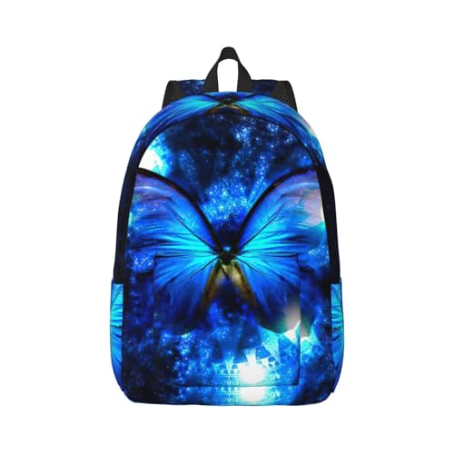 Sac à dos d'infirmière ordinateur portable imprimé papillon bleu sac voyage décontracté femme