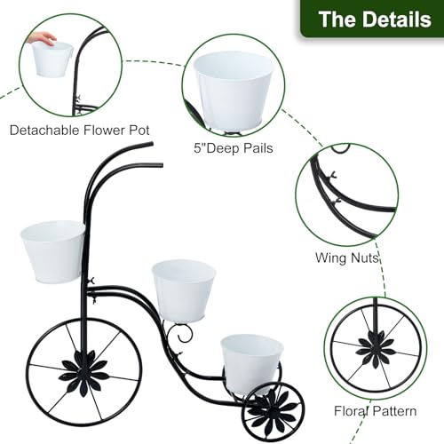 Baynbicycleplanterstandmetalflowerpotcartholdertricycleplanterwith3plantbucketoutdoordecorativeforpatiodeckgardenorlawn Urban Country Home Decor Bayn bicycle planter stand metal flower pot cart holder tricycle planter with 3 plant bucket outdoor decorative for patio deck garden or lawn urban country home decor