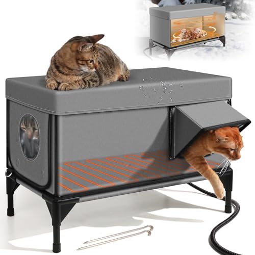 Niche chauffante pour chat surélevée imperméable pour votre jardin