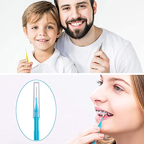 100 Pieces Braces Brush For Cleaner Interdental Brush Toothpick Dental Flossing Head Oral Hygiene Flosser Tooth Cleaning Tool (Light Blue, Yellow, Gray, Purple, Green) #TOP5
