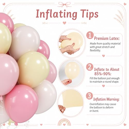 Image of Pink and Yellow Balloons, 12 Inch Pastel Baby Light Pink Yellow Sand White Cream Beige Latex Helium Balloon for Lemon Baby Shower Bridal Shower Anniversary Bee Bear Themed Birthday Party Decorations