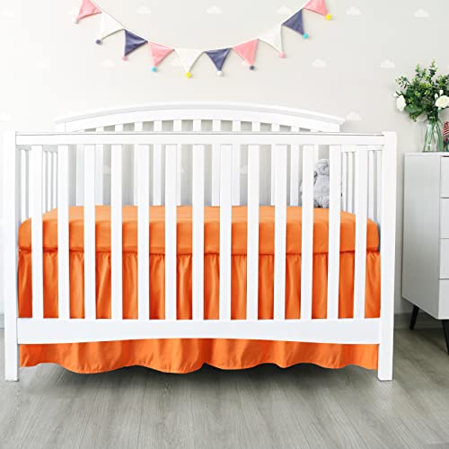 Crib Bed Skirt With Adjustable Straps Easy On/Off Pleated Dust Ruffled Fit Standard Crib And Toddler Bed Skirt Machine Washable Up To 14" Drop No-Fading #TOP4