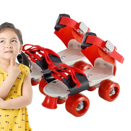 Patines de Ruedas Ajustables – 28-36 Zapatos de Patinaje cuádruple, diseño de Doble de 4 Ruedas, Soporte Estable, Longitud Ajustable para pies en Crecimiento, diversión Deportiva al Aire Libre
