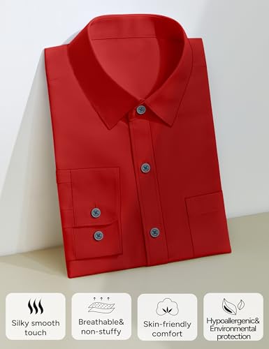 Image of Boys Long Sleeve Button-Down Dress Shirts with Tie: 2 Fabrics (Stretch /Standard) & 2 Fits (Regular /Husky)